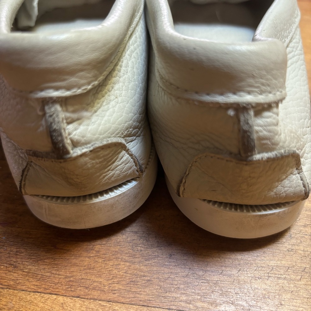 VTG Minnetonka Thunderbird Beaded Moccasins Womens 9.5 White Pebble Leather 171 - Picture 7 of 12
